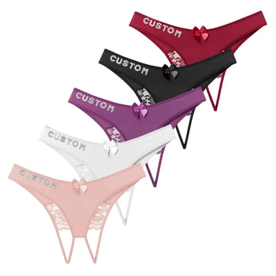1PC Sexy Seamless Women's Lingerie  Low-Rise Breathable Women's Underwear  Delicate Lace Bows  Customizable Initials  Exclusive