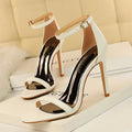 Women High Heels Stiletto New Europe America Simple Summer Women Sandals Suede Hollow High Heels Stiletto Fashion One Word Belt Grace Solid Color 829-1