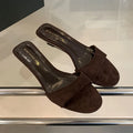 Flock Fashion Round Toe Women Wedges Slippers Sandals Shoes Luxury Female Slides Footwear Sexy Ladies Heeled Slippers Shoes