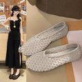 In Summer, Wear Round Toe, Straight Buckles, Casual and Comfortable, Women's Flats, Cut-out Mary Jane Single Shoes,fishnet Shoes