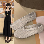 In Summer, Wear Round Toe, Straight Buckles, Casual and Comfortable, Women's Flats, Cut-out Mary Jane Single Shoes,fishnet Shoes