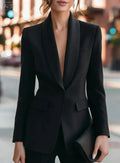 Women Shawl Lapel Single Breasted Blazer Solid Slim Fit Long Sleeve Formal Office Business Suit Jacket Vestidos
