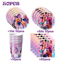 Party Disposable Set K-Pop Theme Disposable Tableware Set for Kids Birthday Baby Shower Party - Paper Plates Cups And Tablecloth with Birthday Banner