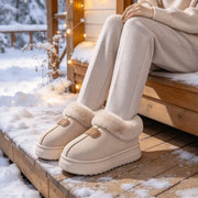 Fleece Lined Ankle-High Winter House Slippers for Men Women, Warm Lightweight Thick EVA Sole Indoor & Outdoor Shoes