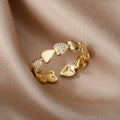 Women Stainless Steel Rings For Luxury Zircon Geometric Rings For Women Stainless Steel Gold Color Open Ring Trendy Wedding Party Aesthetic Jewerly Gift Femme