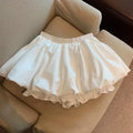 Women's Summer Korean-style High-Waisted Slimming A-Line Mini Skirt with Lining Solid Color Short Skirt Lantern Skirt
