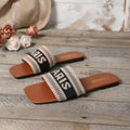 Fashion Mixed Colors Letter Flat Slippers Women Plus Size Light Square Toe Casual Slippers Comfort Soft Sole Anti Slip Slides