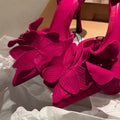 Elegant Woman High Heeled Shoes Sweet Rose Closed Toe Footwear 2023 Summer Slingback Pointed Fashion Dress Ladies Sandals