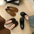 Retro Split Toe Women Ballet Flats Fashion Tabi Shoes Casual Slip-on Loafers Ladies Pleated winter warm Mary Jane Shoes Zapatos