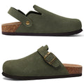 Asgard Women's Genuine Leather Clogs Soft Cork Footbed Cow Suede Mules With Adjustable Strap Fashion Comfort Slip on Slippers