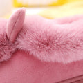 Thick Sole Winter Plush Slippers Cozy Faux Rabbit Fur Indoor House Shoes for Women & Men Couple Matching Slides with Closed Back