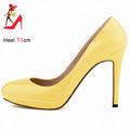 Women Platform Pumps PU Leather Concise Work Lady Shoes Spring Autumn Female Party Dress High Heels Black Red 11CM Stiletto Shoe
