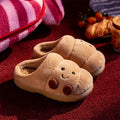 ZUOFU Unisex Cute Croissant Plush Slippers Autumn Winter Non-Slip TRP Fluffy Indoor Cotton Slippers Open & Closed Back Available