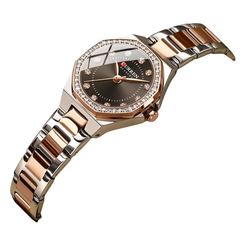 CURREN Original Diamond Watch for Women Fashion Elegant Stainless Steel Waterproof Quartz Wristwatch Luxury Ladies Dress Watches