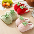 Cute Strawberry Design Furry Cotton Slippers Women's Winter Thick Soled Anti Slip Indoor Home Slippers Comfort Plush Warm Shoes