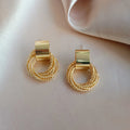 Vintage Multiple Small Circle Round Drop Earrings Silver Golden Color Metal Geometry Dangle Earrings for Women Party Jewelry