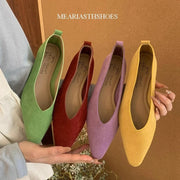 Meariasth Women's Square Toe Vintage Flats Soft Loafers Comfortable Leather Ballet Shoes for Female Dress Shoes Mujer