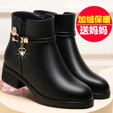 Women's Shoes Snow Boots Soft Leather Women's Boots 2023 Spring Winter Thick Wool Lined Genuine Leather Woman Snow Boots Women Shoes Platform Boots