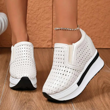 Chunky Platform Hidden Heel Loafers Women Autumn 2026 Breathable  Hollow Out Thick Bottom Sneakers Women Height Increase Shoes