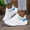 Women's Breathable Mesh Running Sneakers, Lightweight Cushioning Wedge-Shaped Thick-Soled Casual Running Shoes, Non-Slip Rubber Outsole, Walking Training Shoes, Trendy White and Blue Color Scheme, Daily Jogging Fitness Casual Shoes