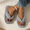 Women's Home Slippers Fashion Corduroy Flip Flops For Women Sandals Winter Warm Plush Slides Indoor Flat Soft Sole Female Shoes