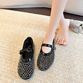 Women's 2026 New Mesh Full of Diamond Decoration Breathable Ballet Flats Spring Summer Non-slip Comfortable Casual Low-top Shoes