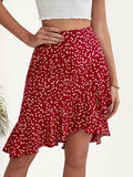 Women's Flouncing mini Dress High-Waisted Ruffled Single Short Heart Skirt Summer Casual Beach Bohemian Dress S016