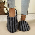 2026 Winter Stripe Design Cotton Slippers for Women Soft Sole Short Plush Home Slippers Women Non Slip Closed Toe Slides Shoes