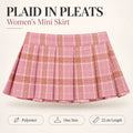 Women's Plaid Pleated Mini Skirt with Elastic Waistband One Size 22 cm Short A-Line Polyester Skirt for Cosplay Parties