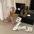 Women Sandals Sexy Snake Shaped Elastic Strap Women Gladiator Sandals Fashion Rhinestones Fur Decor Stiletto High Heels Summer Wedding Shoes