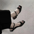 2026 Summer Women's Low Heel Sandals - Fashion Leather Material Suitable for Office Wear and Casual Outdoor Shoes Sizes 35 - 42