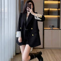 Spring Autumn Woman Youthful Clothes Office Lady High Quality Outer Wears Solid Jacket Coats for Women Black Long Blazer