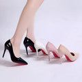 White Nude Pointed Toe Patent Leather High Heels Sexy Red Sole Party Prom Girl Pumps Minimalist Shallow Mouth Work Single Shoes