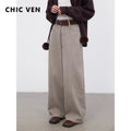 Women High Waist Jeans Pants Loose CHIC VEN New Women Jeans Solid Loose Casual Retro High Waist Wide Legs Denim Pants Plush Female Trousers Spring Autumn 2026