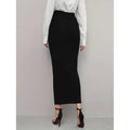 Solid Color Women's Regular Fit Midi Skirt 2025 Elastic Waist Casual Office Slimming Elegant Skirt