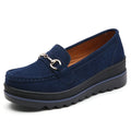Spring Platform Women Shoes Autumn Flats Sneakers Suede Leather Casual Shoes Metal Buckle Decorate Comfort Slip on Women Loafers
