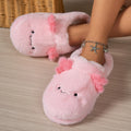 Winter Women Pink Axolotl Cute Cartoon Plush Slippers Indoor Fuzzy Warm Non-slip Bedroom Anti-slip Fluffy Shoes