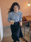 Women's Elegant Halter V-Neck Blouse Spring Summer Long Sleeve Chiffon Office Work Shirts 2026 New Fashion Ladies Clothes Trendy