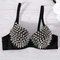 Women Steampunk Spiked Studded Wireless Bra Gothic Punk Sexy Lingerie Crop Top Metal Rivets Club Party Streetwear