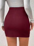 European and American Spring, Summer and Autumn Solid Color Casual Pleated Skirt