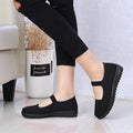 Women Winter Mary Jane Cotton Shoes Thick Fleece Lined Mom Flats Hook&Loop Strap Non-slip Soft Sole Ladies Casual Walking Shoe
