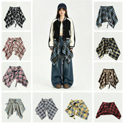 1/2/3Pcs Women Yellow Plaid Layering Shirt Extender Patchwork High Waist Hip Cover Slim Fashion Half Skirt Hem For Stacked Outfi