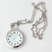 Fashion Watch Silver Round Women Quartz Long Necklace Pocket Watch Chain Pendant Men Gift Simple Watches