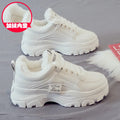 CINESSD Fashion White  Women Chunky Sneakers White Shoes Lace Up Platform Women Casual Shoe