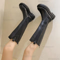 Women Knee-High Chelsea Boots Elastic Side Tall Botas Round Toe Back Zipper Long Boots Non Slip Fashion Riding Boots for Autumn