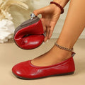 Women Round‑Toe Split‑Vamp Ballet Flats 1CM Flat Heel Soft Faux‑Leather Slip‑On Loafers Comfortable Daily Walking Dress Shoes
