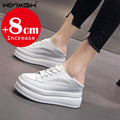 Women White Platform Sneakers Breathable Mesh Lightweight Casual Shoes Height Increase Chunky Sole Comfort