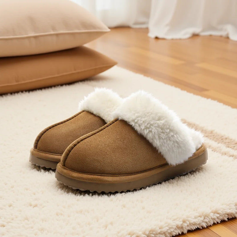 Evshine Women Plush Cotton Slippers Winter Indoor Warm Soft House Slipper Comfort Memory Foam Slides Outdoor Fur Fuzzy Flat Shoe