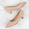 Women Shoes Kitten Heels Maogu Low Heel Pumps Lady Pointed Toe Kitten Heels Female Green Flock Plus Size 43 44 45 46 Red Shoes 2023 Women 5cm High Heels