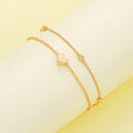 Golden Round Bead Heart Pearl Bracelet Necklace Set For Women Fashion Personalized Daily Accessory Party Jewelry Birthday Gifts